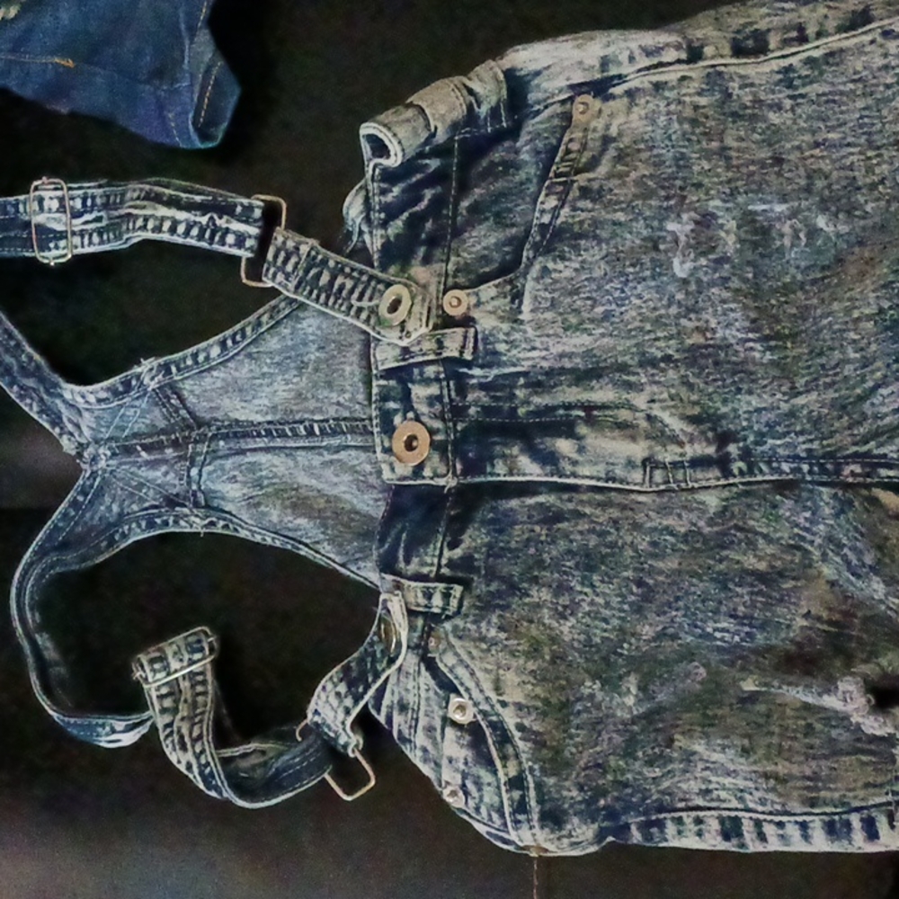 Girls denim acid wash jumper